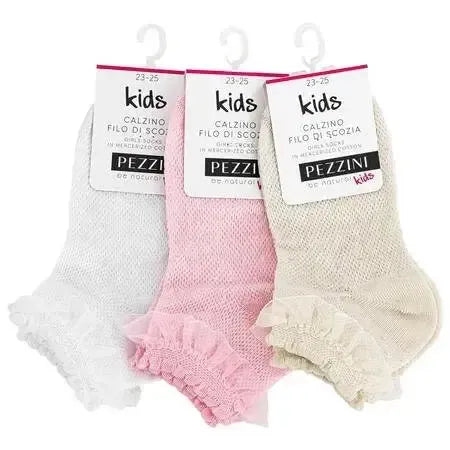 Calze corte bambina in filo di scozia elasticizzata con tulle cerimoniaPezzini GCZ-PPE25002