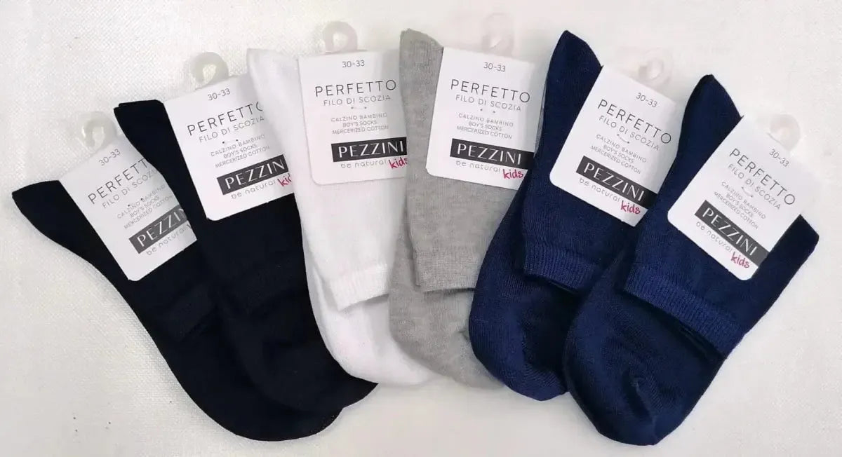Calze corte bambino in filo di scozia elasticizzata Pezzini in tinta unita BCZ-PERFETTO