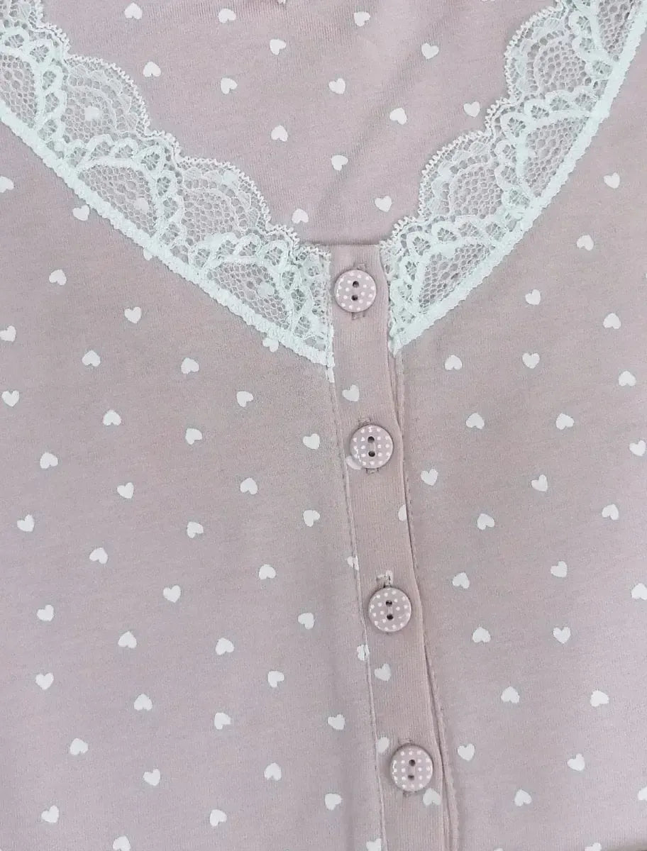 Camicia da notte serafino donna mezza manica cotone Noidinotte Delia Corason Stars LA2517AB