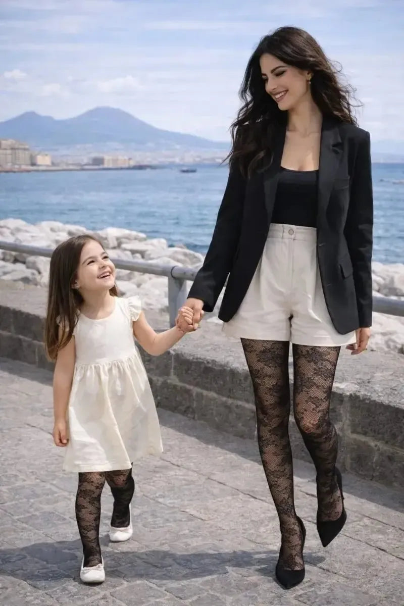 Collant bambina effetto pizzo floreale Vignoni 3714