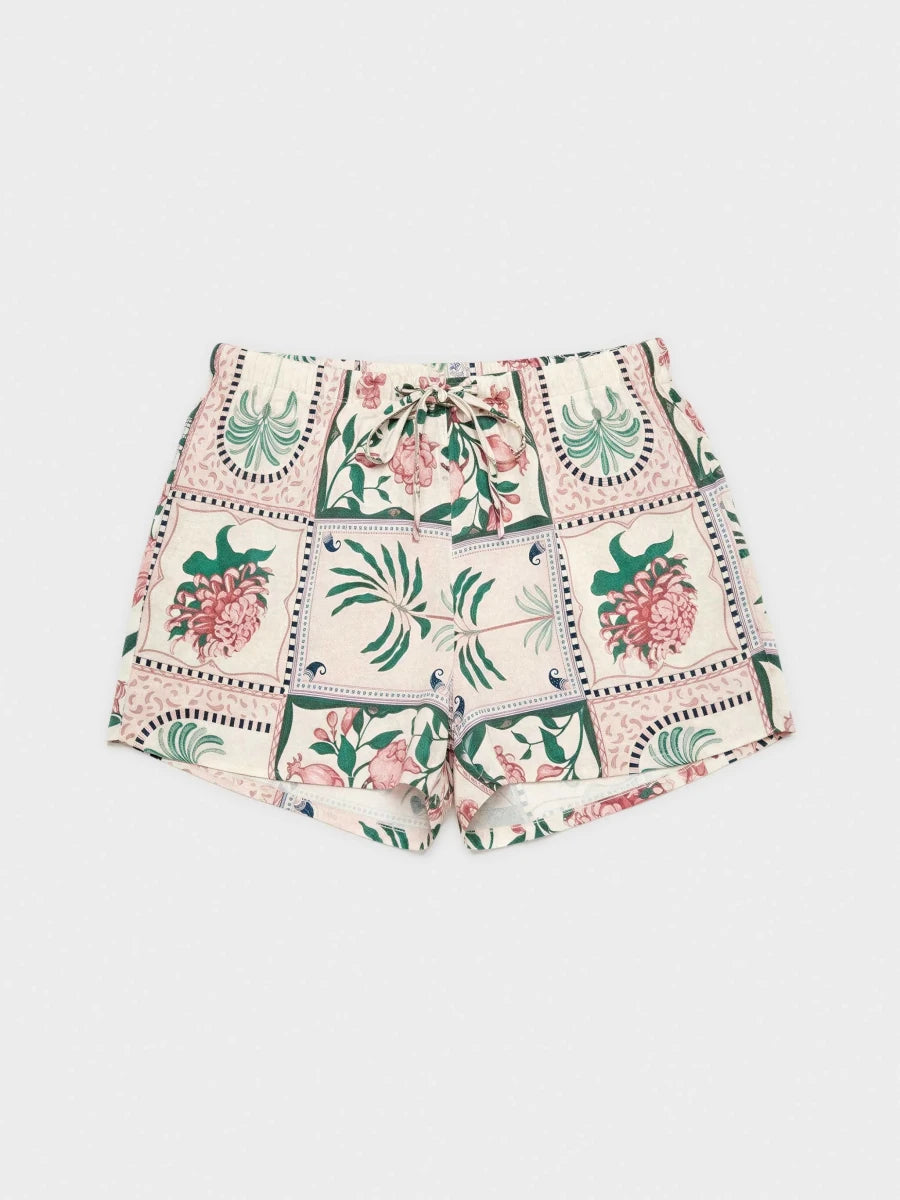 Completo corto donna mezza manica aperta short in raso Gisela 20391/20493