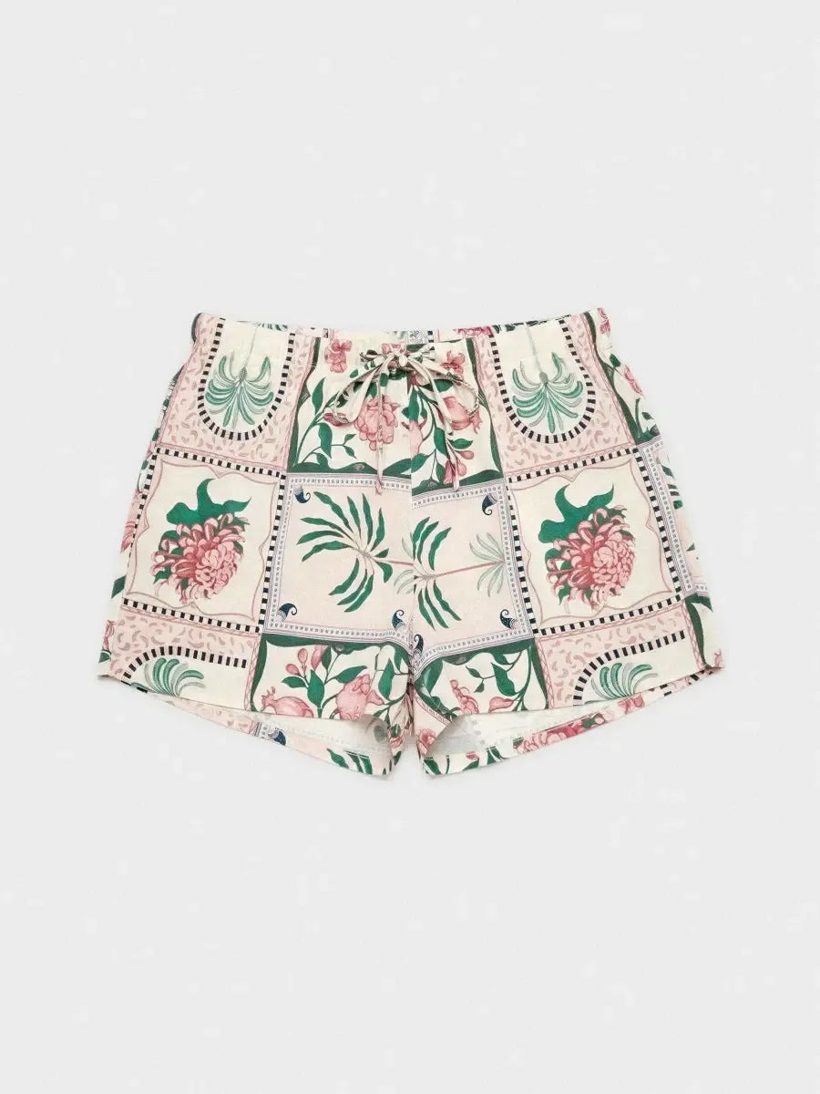 Completo corto donna mezza manica aperta short in raso Gisela 20391/20493