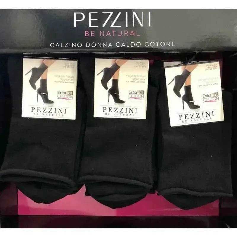 Confezione da 3 paia di calze donna in caldo cotone Pezzini Be Natural taglio vivo DCZ-301 Casual