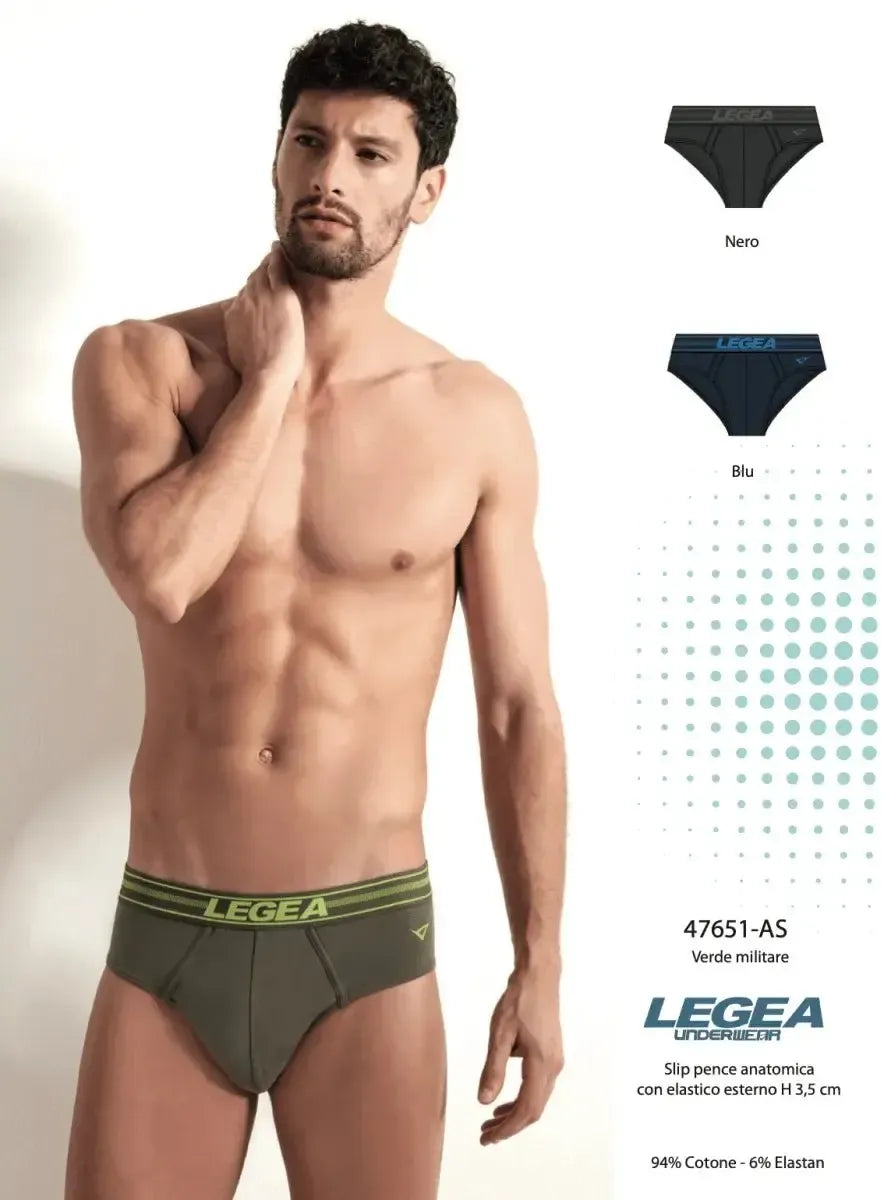 Confezione da 3 slip uomo Legea cotone bielastico rasato tinta unita 47651