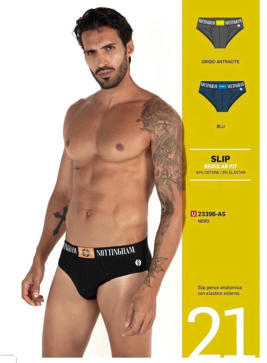 Confezione da 3 slip uomo Nottingham cotone bielastico rasato tinta unita 23396