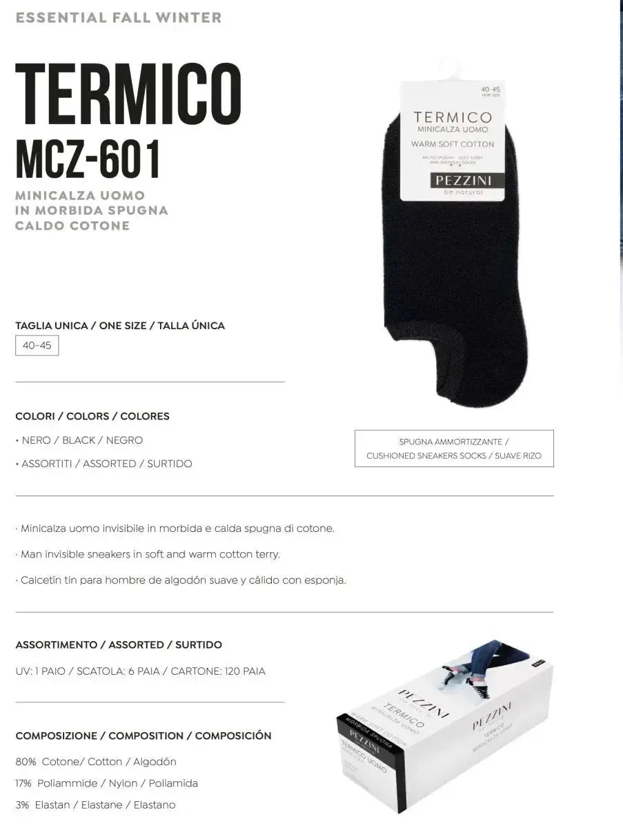 Confezione da 6 paia di calze minicalza sottosopra Pezzini Invisibile MCZ-601