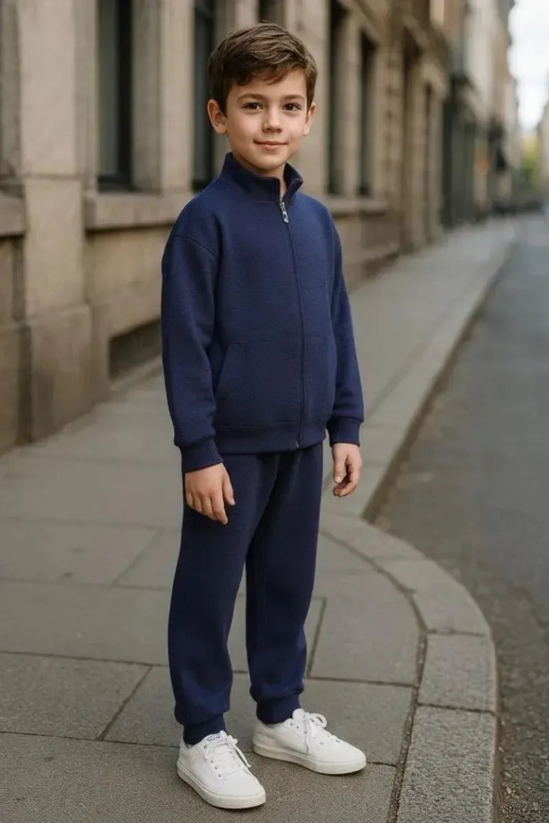 Divisa Siggi Happy School Blu – Felpa con Zip + Pantalone Lungo Bambini