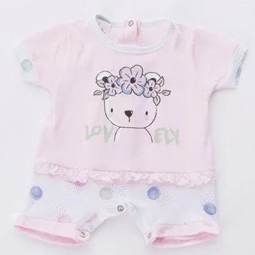 Pagliaccetto Gary bambina Tutina Neonata 100% cotone tinta unita con stampa P7506