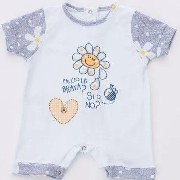 Pagliaccetto Gary bambina Tutina Neonata 100% cotone tinta unita con stampa P7512