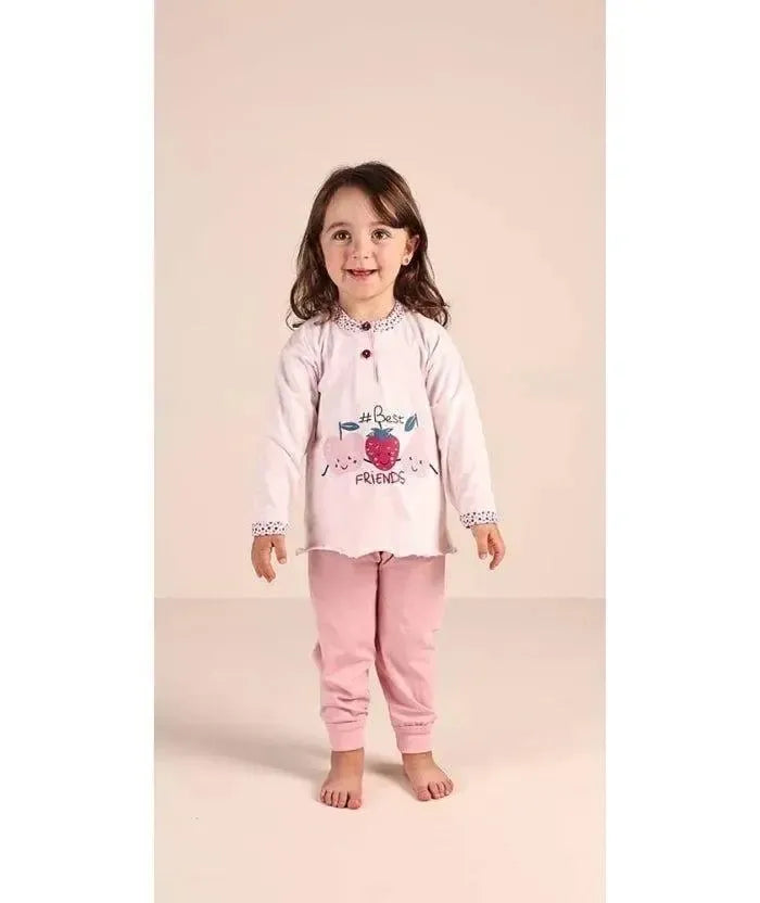 Pigiama Gary neonata manica lunga puro cotone jersey bambina 1090