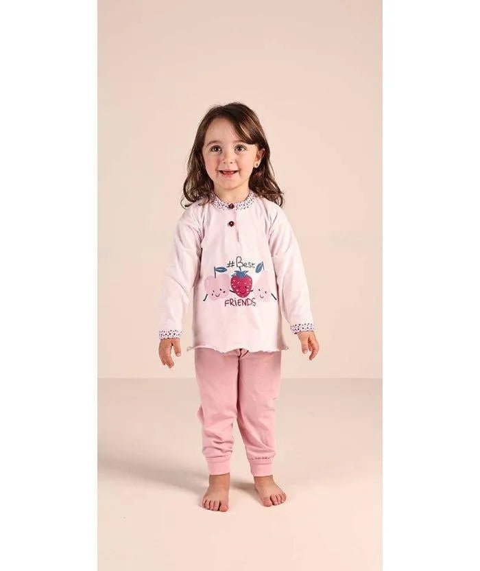 Pigiama Gary neonata manica lunga puro cotone jersey bambina 1090