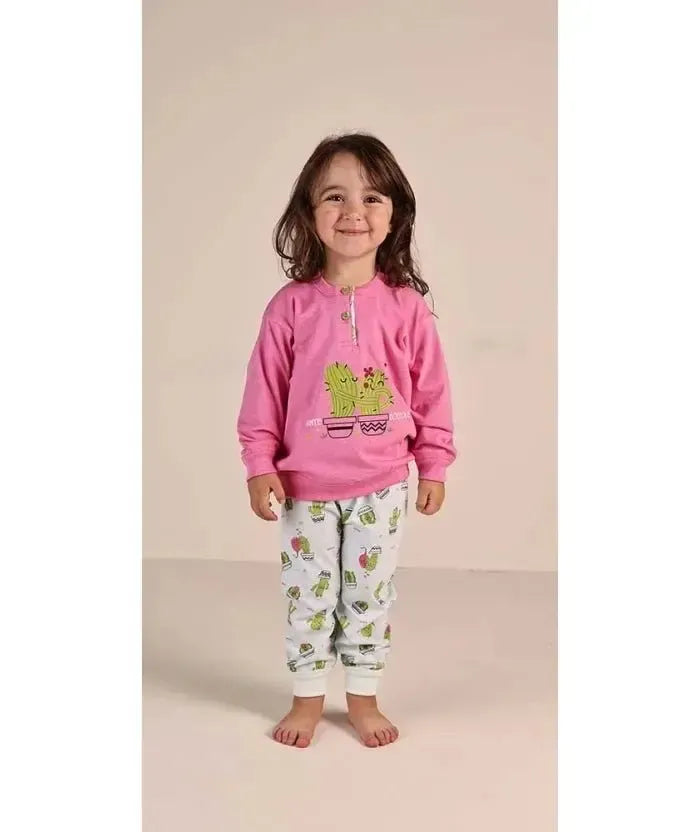 Pigiama Gary neonata manica lunga puro cotone jersey bambina 1094