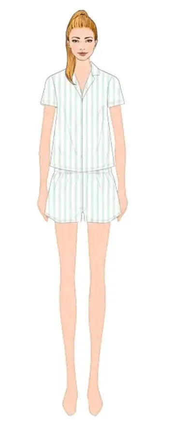 Pigiama aperto donna Nottingham mezza manica e pantaloncino cotone NPB207