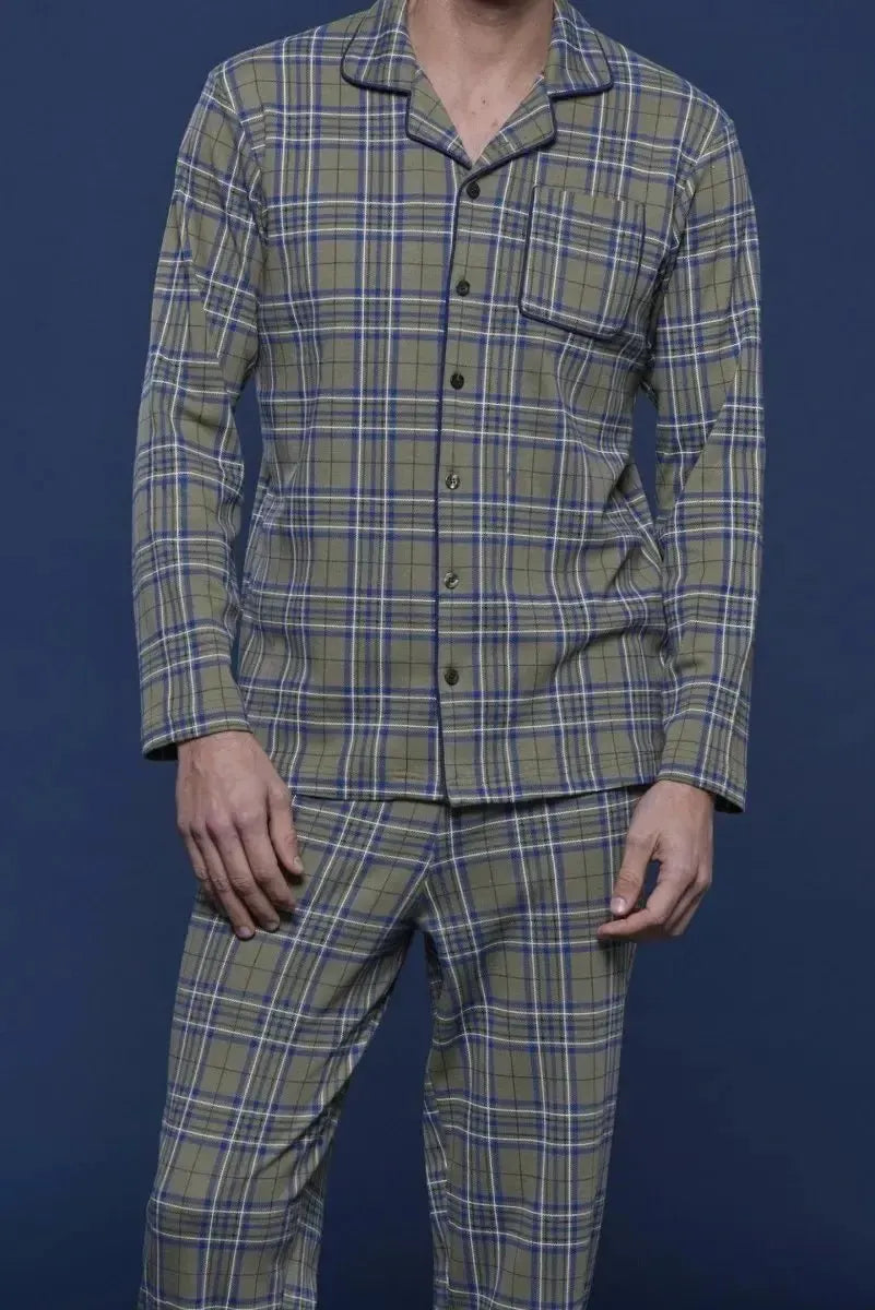 Pigiama aperto uomo in caldo cotone quadri Noidinotte FC2523
