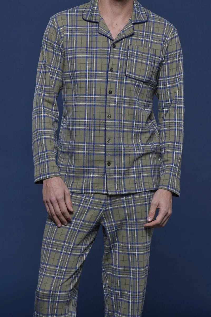 Pigiama aperto uomo in caldo cotone quadri Noidinotte FC2523