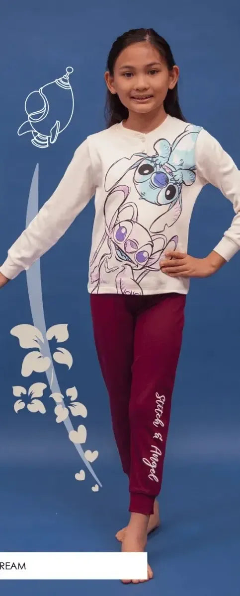 Pigiama caldo cotone Lilo e Stitch Disney interlock bambina baby DY50C2677