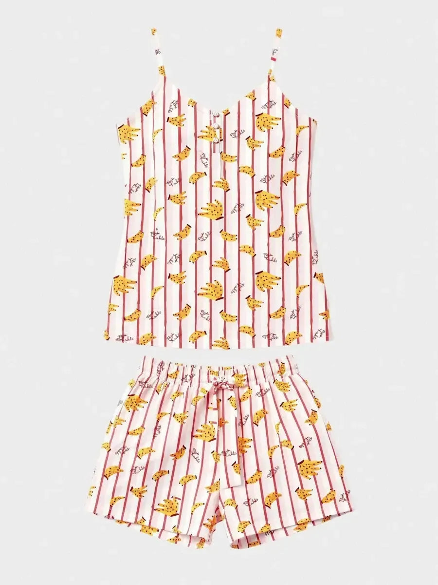 Pigiama canotta top shorts donna in puro cotone Frida Kahlo Gisela 20415