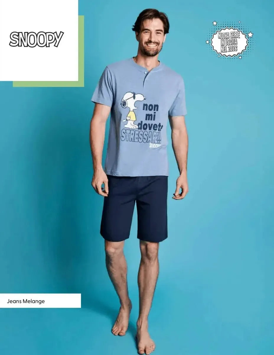 Pigiama corto serafino uomo Snoopy PNG4824
