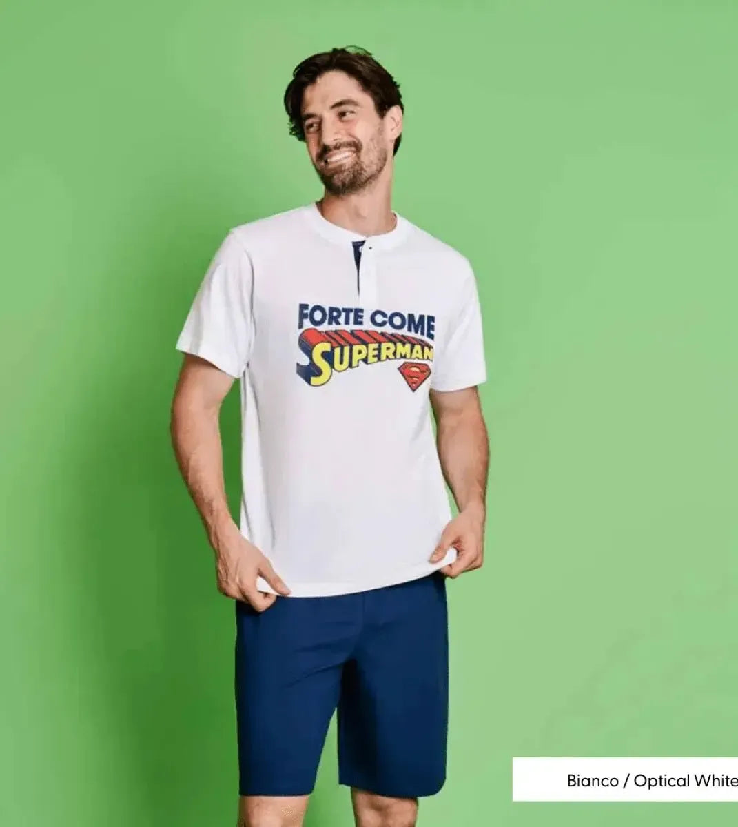 Pigiama corto serafino uomo Superman DCM7769