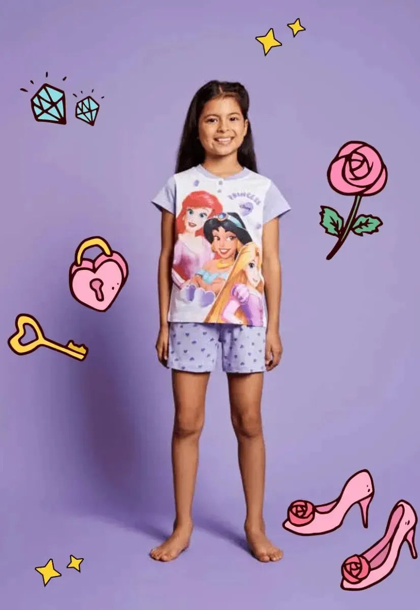 Pigiama cotone Disney Princess estivo bambina DY50A3856