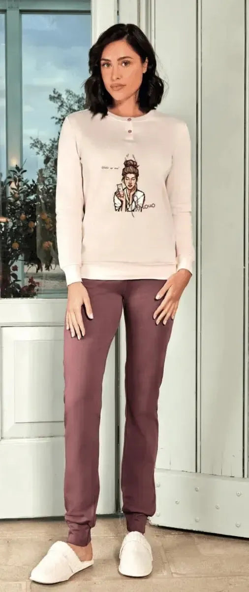 Pigiama donna Hollywood Milano serafino caldo cotone interlock HPA127