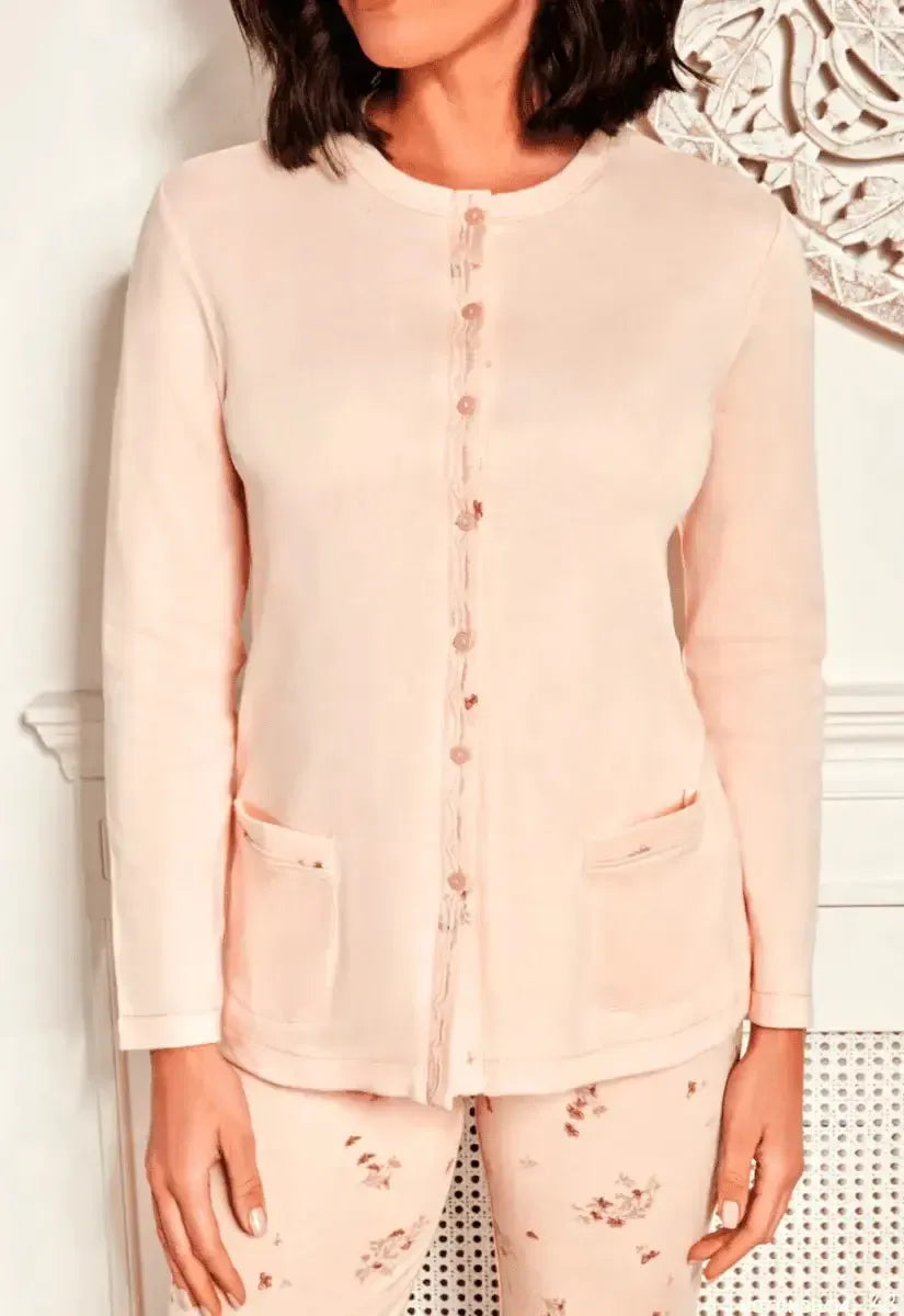 Pigiama donna Nottingham aperto caldo cotone interlock NPA380