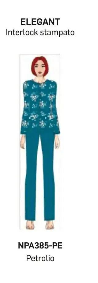 Pigiama donna Nottingham aperto caldo cotone interlock NPA385