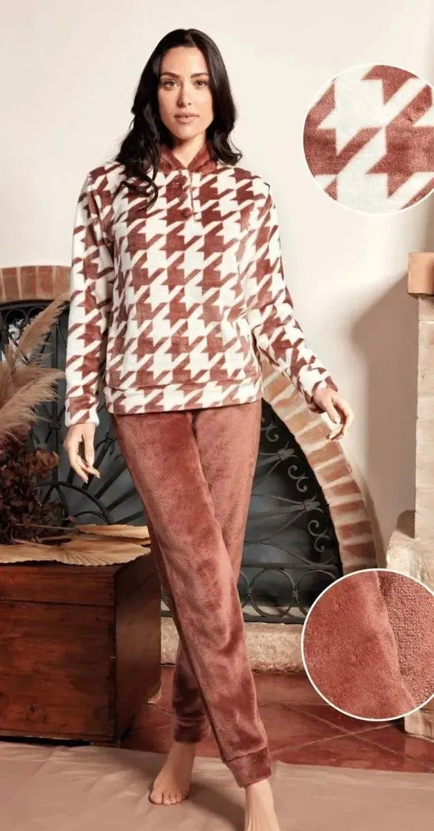 Pigiama donna Nottingham in coral invernale PG42353