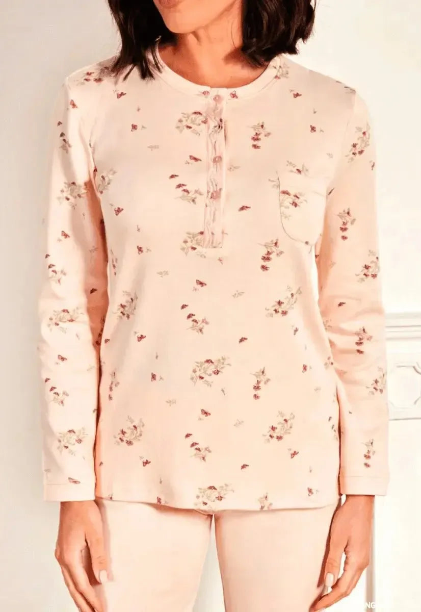 Pigiama donna Nottingham serafino caldo cotone interlock NPA381