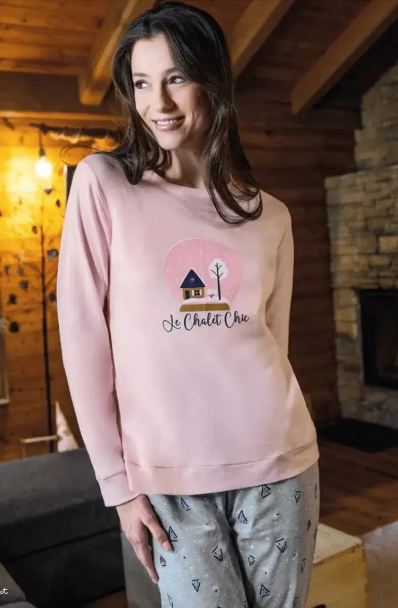 Pigiama donna Sièlei girocollo caldo cotone interlock CA12 Campiglio