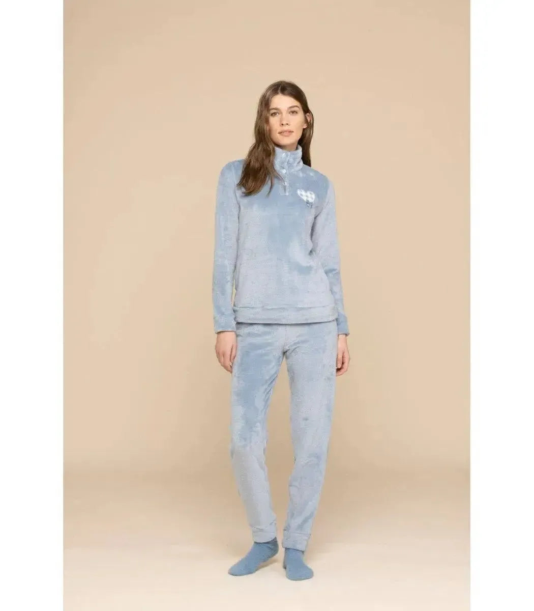 Pigiama donna invernale Noidinotte con collo alto Coral Fleece FA8470