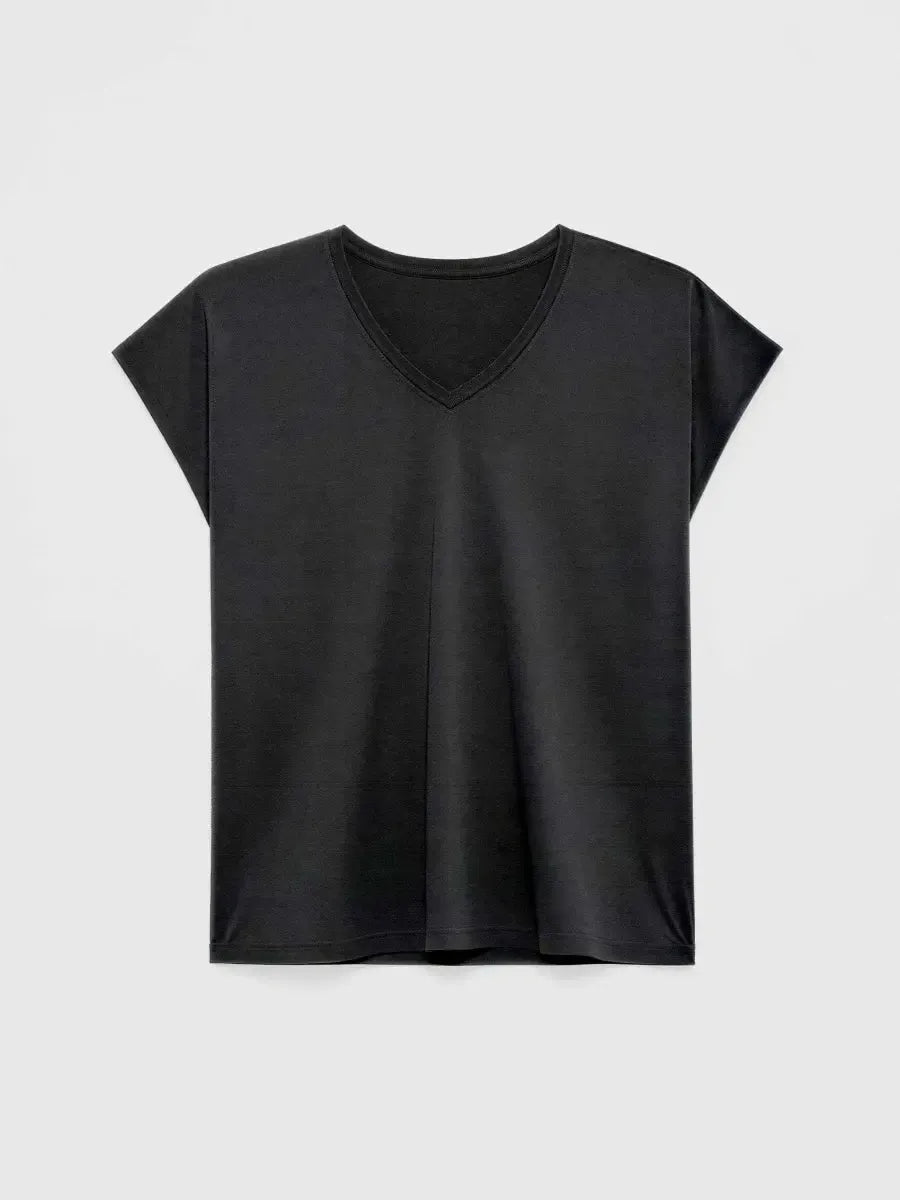Pigiama donna manica corta a V modal e pantaloni lunghi in viscosa Gisela 20374/20373