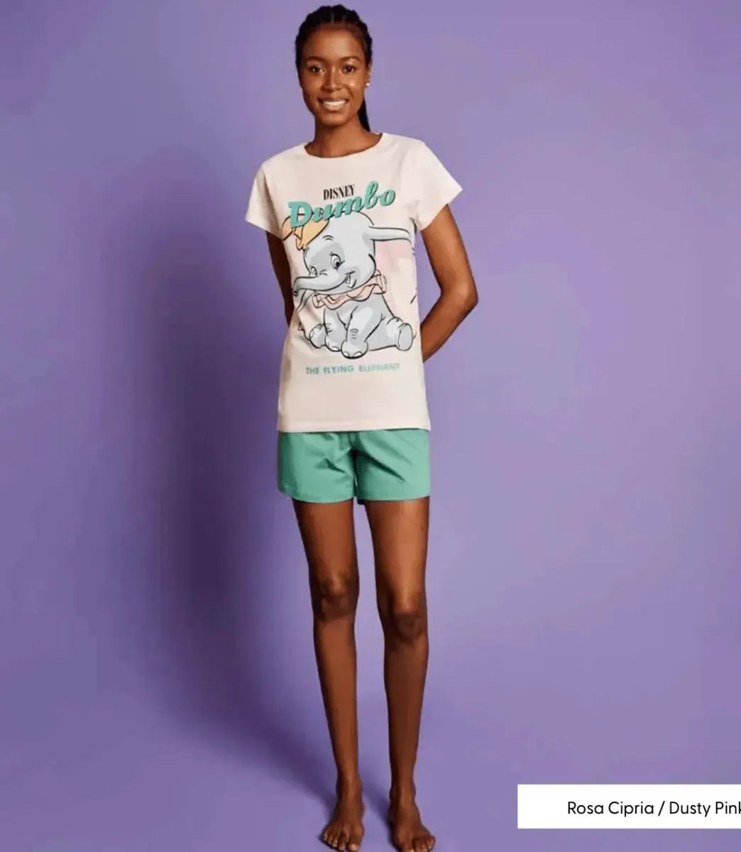 Pigiama donna mezza manica pantaloncino Disney Dumbo DYD3832