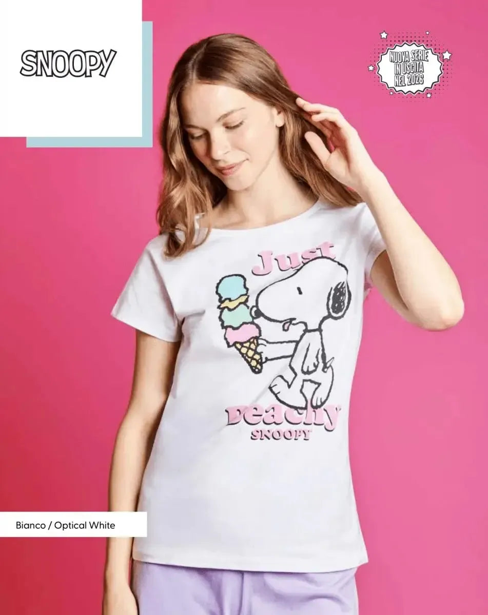 Pigiama donna mezza manica pantaloncino Snoopy SND3851