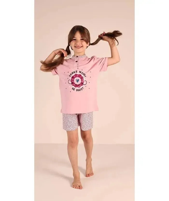 Pigiama mezza manica pantaloncino bambina jersey puro cotone Gary 2146