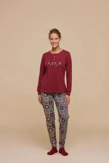 Pigiama serafino donna in caldo cotone Noidinotte Amor FA8337