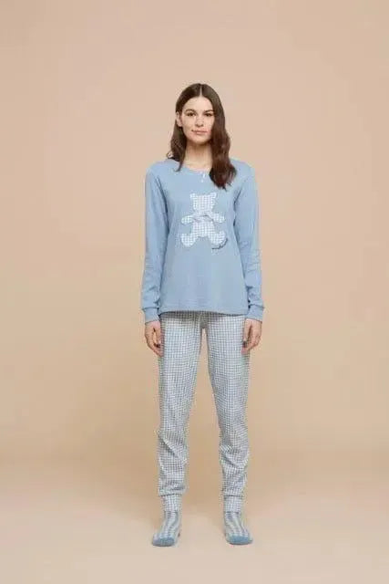 Pigiama serafino donna in caldo cotone Noidinotte Orsetto FA8327