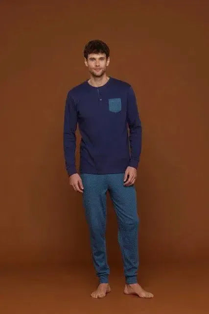 Pigiama serafino uomo in caldo cotone Noidinotte FC2714