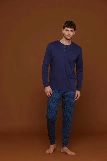 Pigiama serafino uomo in caldo cotone felpato Noidinotte FC2753