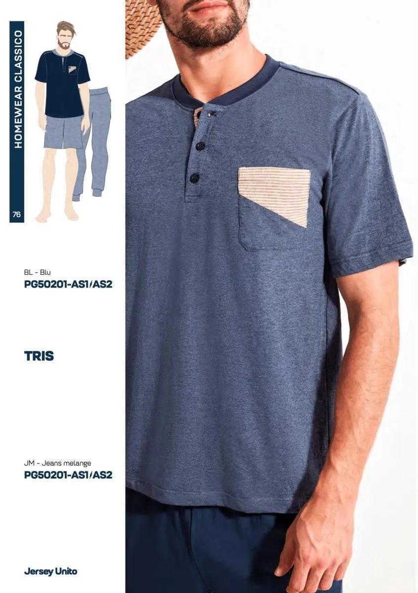 Pigiama tre pezzi uomo Nottingham 100% cotone PG50201