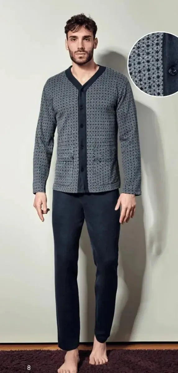 Pigiama uomo aperto Nottingham punto milano jacquard PG44341