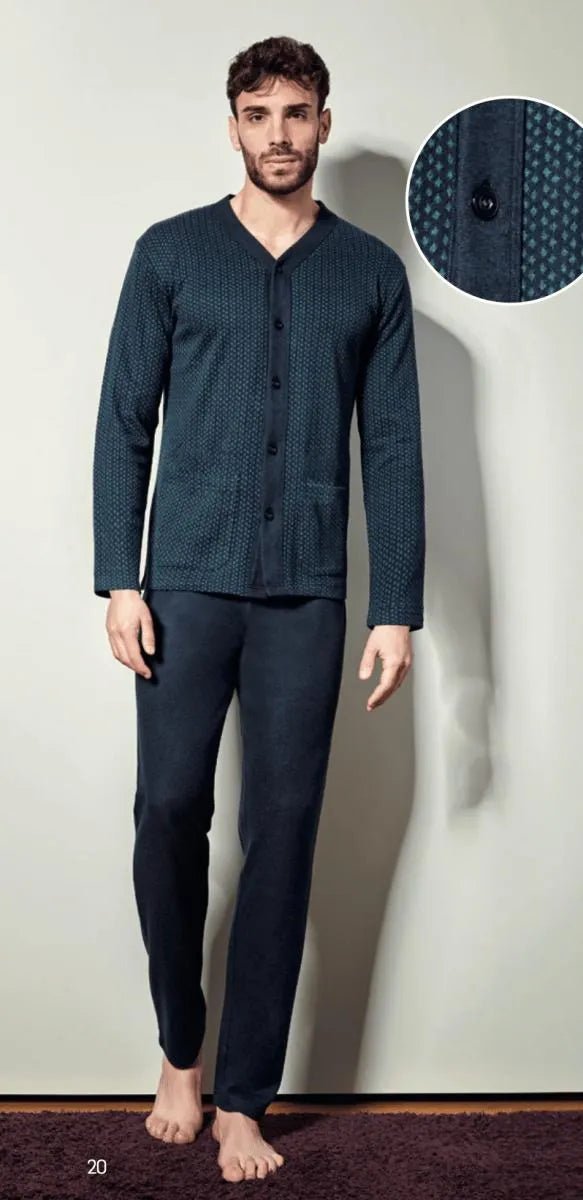 Pigiama uomo aperto Nottingham punto milano jacquard PG44369