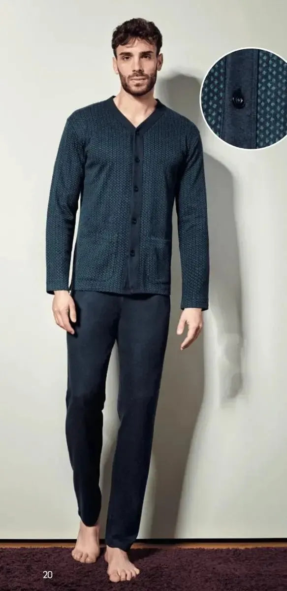 Pigiama uomo aperto Nottingham punto milano jacquard PG44369