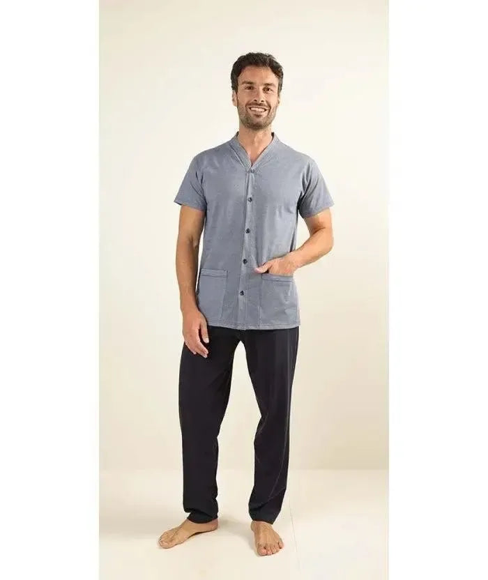 Pigiama uomo mezza manica aperto Gary calibrato jersey puro cotone C605CONF