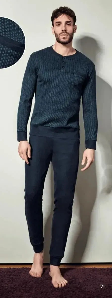 Pigiama uomo serafino Nottingham punto milano jacquard PG44370