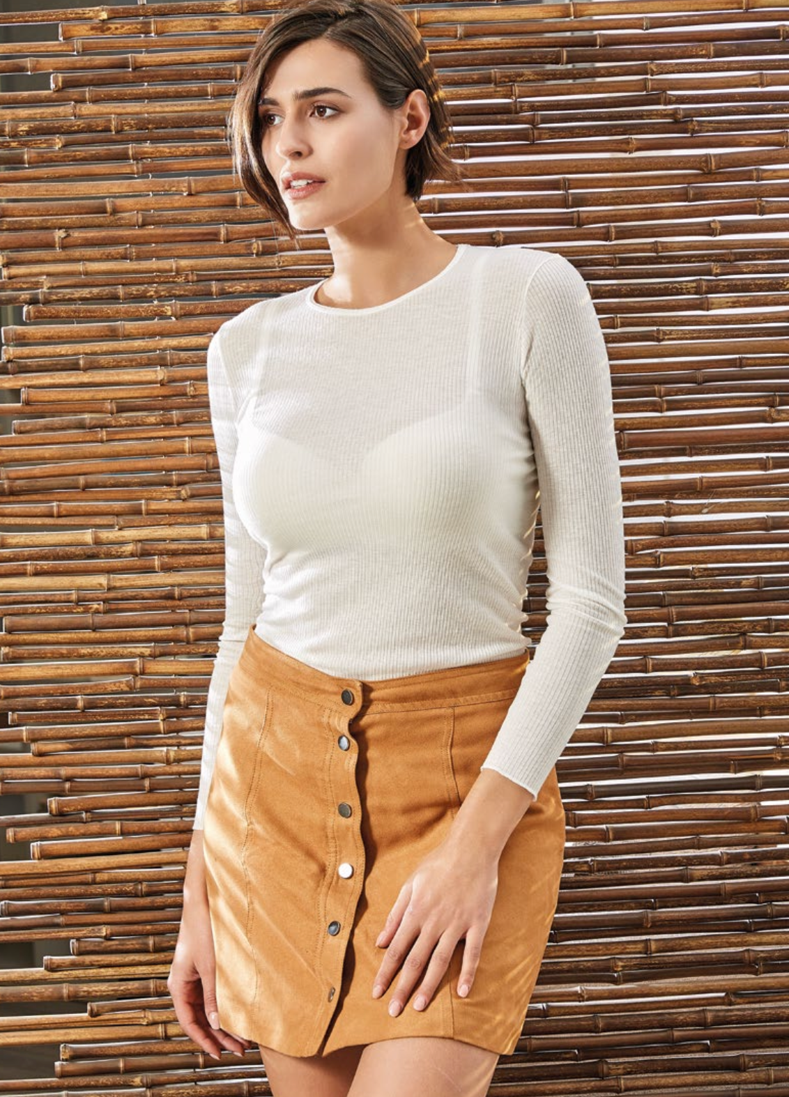 Maglia donna a costina manica lunga collo tondo Sublyme in modal cashmere ultra light 4312