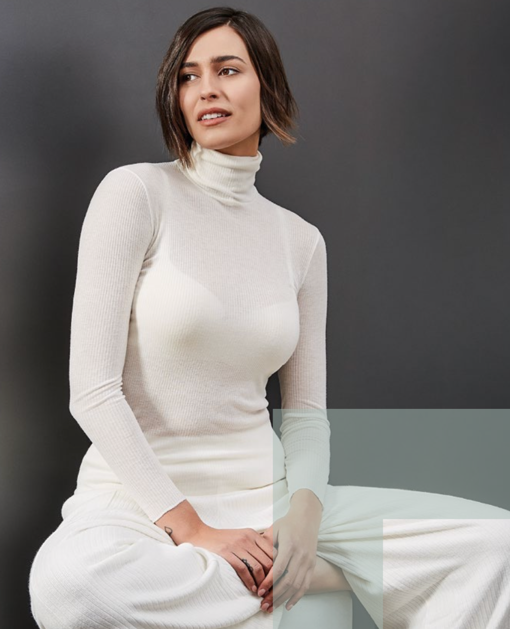 Maglia donna a costina manica lunga dolcevita Sublyme in modal cashmere ultra light 4315