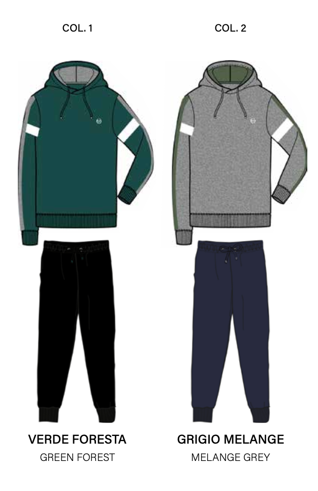 Tuta uomo girocollo felpata con cappuccio Sergio Tacchini 70B48/70A48