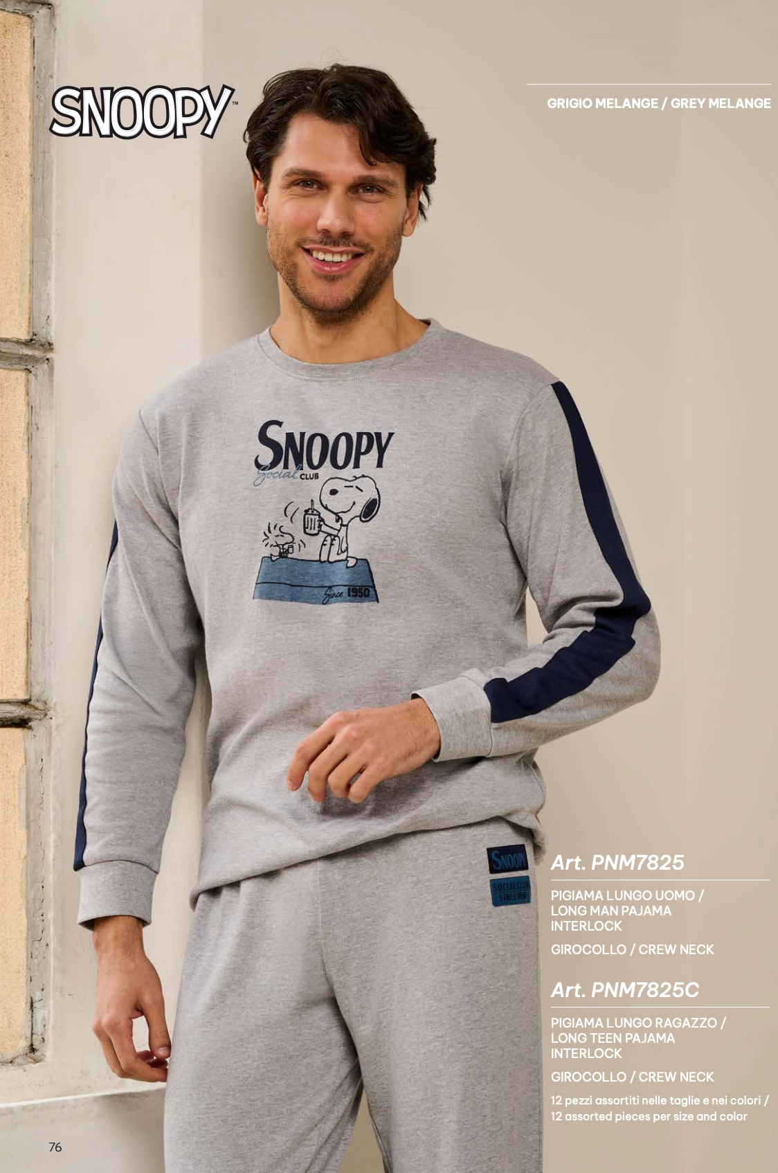Pigiama interlock uomo Snoopy PNM7825