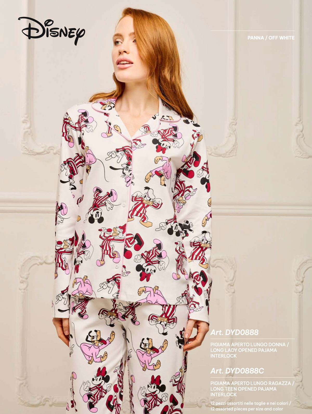 Pigiama aperto interlock donna Disney Mickey And Friends DYD0888